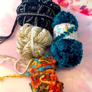 4 Balls of Decorative Fancy Yarns